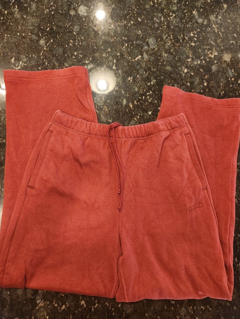 Skims Brick Red Cotton Fleece Straight Leg Pants